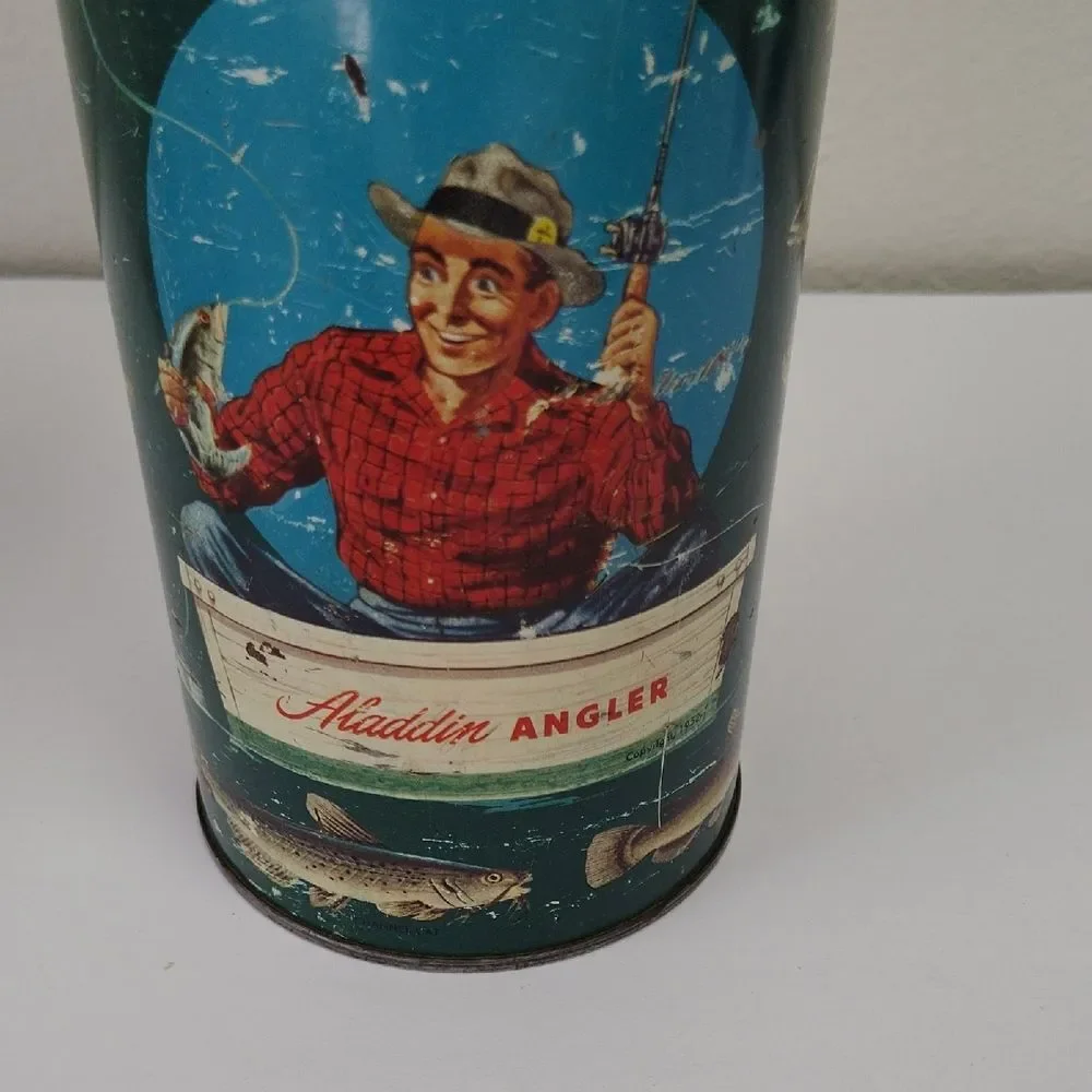 Vintage Aladdin Angler Thermos with Red Lid